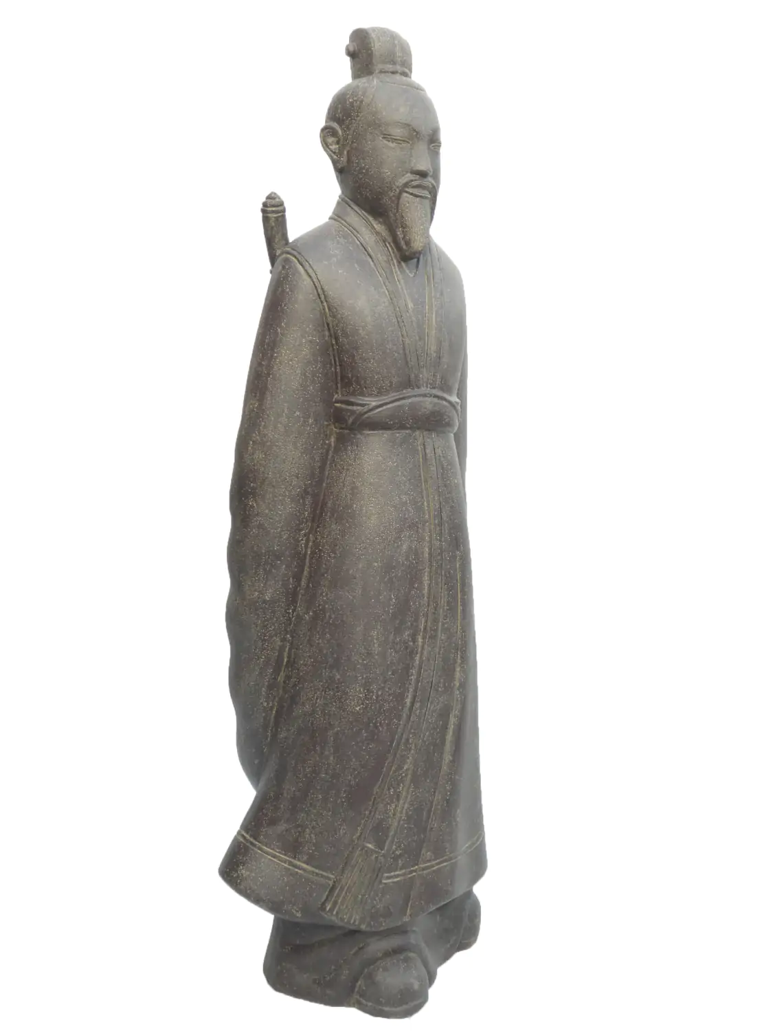  Product image 2 of the product “Standing Samurai with sword on the back. 160cm height, cast stone, hollow, handcrafted & coloured ”
